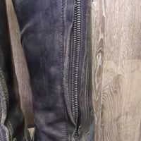 Field Boots, Zips *gc/fair, faded, calves: rubs & thin, peeling & curled edges, older, loose toes, scrapes
