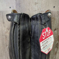 Field Boots, Zips *gc/fair, faded, calves: rubs & thin, peeling & curled edges, older, loose toes, scrapes
