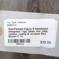Rsd/Padded Figure 8 Noseband, sheepskin *vgc/xc, clean, mnr rubs, residue, fading & scrapes
