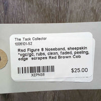 Rsd Figure 8 Noseband, sheepskin *vgc/gc, rubs, clean, faded, peeling, edge scrapes
