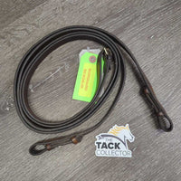 Wide Thick Plain Reins *fair, older, v.stiff, cracking, v.dry, mnr pulled stitching
