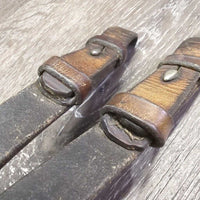 Wide Thick Plain Reins *fair, older, v.stiff, cracking, v.dry, mnr pulled stitching
