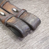Wide Thick Plain Reins *fair, older, v.stiff, cracking, v.dry, mnr pulled stitching
