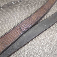 Wide Thick Plain Reins *fair, older, v.stiff, cracking, v.dry, mnr pulled stitching
