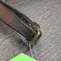 Wide Thick Plain Reins *fair, older, v.stiff, cracking, v.dry, mnr pulled stitching
