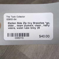 Side Zip Hvy Breeches *gc, older, seam puckers, clean , hairy velcro, waist rubs
