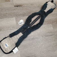 Thick Sheepskin & Quilt Short Girth, D Ring, velcro ends *gc, clean, discolored, hairy, faded, v.rubbed edges
