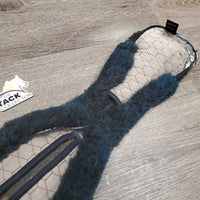 Thick Sheepskin & Quilt Short Girth, D Ring, velcro ends *gc, clean, discolored, hairy, faded, v.rubbed edges
