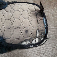 Thick Sheepskin & Quilt Short Girth, D Ring, velcro ends *gc, clean, discolored, hairy, faded, v.rubbed edges