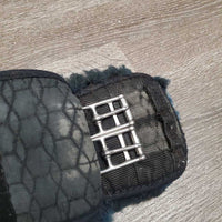 Thick Sheepskin & Quilt Short Girth, D Ring, velcro ends *gc, clean, discolored, hairy, faded, v.rubbed edges