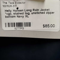 Long Rain Jacket *vgc, stained tag, unstiched zipper bottom
