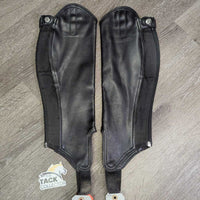 Synthetic Leather Half Chaps, Back Zipper *vgc, mnr dirt, stretched els, rubs
