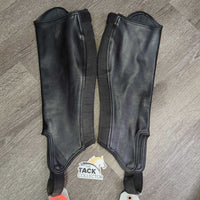 Synthetic Leather Half Chaps, Back Zipper *vgc, mnr dirt, stretched els, rubs

