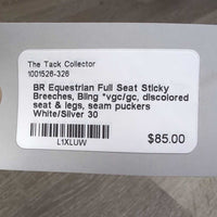 Full Seat Sticky Breeches, Bling *vgc/gc, discolored seat & legs, seam puckers
