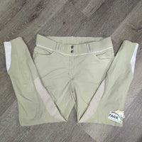 Hvy Euro Seat Breeches *gc, seam puckers, curled waist, mnr stains, seat: discolored, dingy, rubs & pills
