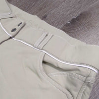 Hvy Euro Seat Breeches *gc, seam puckers, curled waist, mnr stains, seat: discolored, dingy, rubs & pills
