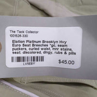 Hvy Euro Seat Breeches *gc, seam puckers, curled waist, mnr stains, seat: discolored, dingy, rubs & pills
