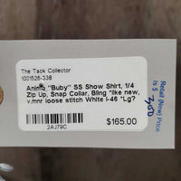 "Buby" SS Show Shirt, 1/4 Zip Up, Snap Collar, Bling *like new, v.mnr loose stitch
