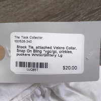 Stock Tie, attached Velcro Collar, Snap On Bling *vgc/gc, crinkles, puckers
