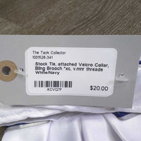 Stock Tie, attached Velcro Collar, Bling Brooch *xc, v.mnr threads
