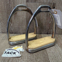 Thick Hvy Stirrup Irons, grips *gc/fair, rusty, bubbled, scratches, stains, clean
