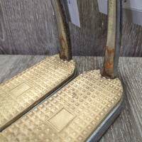 Thick Hvy Stirrup Irons, grips *gc/fair, rusty, bubbled, scratches, stains, clean
