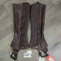 Leather Half Chaps *gc, rubs, stretched elastic, rubs, stains, peeled/faded spots, torn/holey edge
