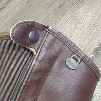 Leather Half Chaps *gc, rubs, stretched elastic, rubs, stains, peeled/faded spots, torn/holey edge
