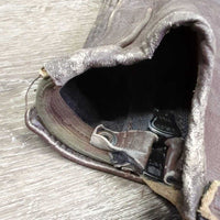 Leather Half Chaps *gc, rubs, stretched elastic, rubs, stains, peeled/faded spots, torn/holey edge

