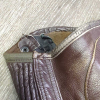 Leather Half Chaps *gc, rubs, stretched elastic, rubs, stains, peeled/faded spots, torn/holey edge
