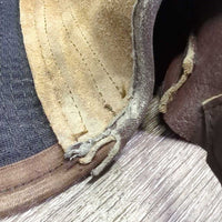 Leather Half Chaps *gc, rubs, stretched elastic, rubs, stains, peeled/faded spots, torn/holey edge
