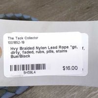 Hvy Braided Nylon Lead Rope *gc, dirty, faded, rubs, pills, stains

