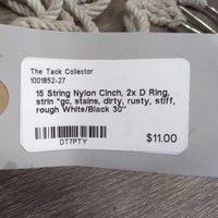 15 String Nylon Cinch, 2x D Ring, strin *gc, stains, dirty, rusty, stiff, rough
