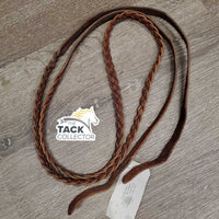 Thin Braided Leather Barrel Reins *vgc, 0 buckles/strings, snaps, mnr residue, dry, scrapes
