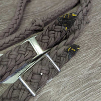Braided Nylon Barrel - Roper Loop Reins, 2x Conway Buckles, 2x Snaps *gc, clean, stains, v.faded, discolored
