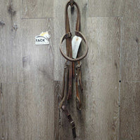 Headstall, Chin Strap *gc, rusty, clean, mnr dirt, chewed, undone stitching, loose threads
