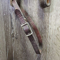 Headstall, Chin Strap *gc, rusty, clean, mnr dirt, chewed, undone stitching, loose threads
