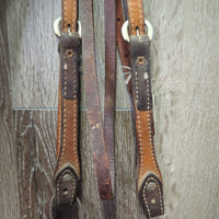 Headstall, Chin Strap *gc, rusty, clean, mnr dirt, chewed, undone stitching, loose threads
