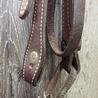 Headstall, Chin Strap *gc, rusty, clean, mnr dirt, chewed, undone stitching, loose threads
