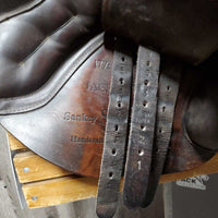 17.5" W *5.5" Sankey Jacinda Close Contact Saddle, 2 Billet Guards, Sankey Nylon Black Cover, Med Front & Back Blocks, Wool Flocking, Front & Rear Gusset Panels, Flaps: 12.75"L x 14" W Serial #17.5 W 129915
