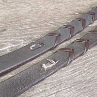 Thin Braided Reins *gc/fair, dirty, residue, faded, creases, twisted, v.dry, v.stiff, older

