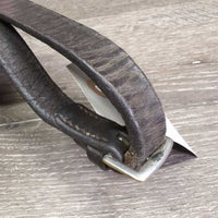 REPURPOSING Wide Braided Reins, stoppers *fair/gc, UNSTITCHED seam, clean, stiff, dry, older
