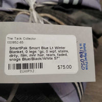 Smart Blue Lt Winter Blanket, 0 legs *gc, 0 wpf, stains, dirty, film, mnr hair, tears, faded, snags
