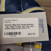 100g Quilt Stable Blanket *vgc, clean, 0 legs, mnr hair, rubs, marker
