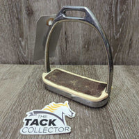 1 ONLY Fine Hvy Stirrup Iron, sandpaper grip *gc/fair, clean, older, residue, scrapes, bubbled, too big grip
