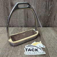 1 ONLY Fine Hvy Stirrup Iron, sandpaper grip *gc/fair, clean, older, residue, scrapes, bubbled, too big grip
