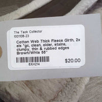 Cotton Web Thick Fleece Girth, 2x els *gc, clean, older, stains, clumpy, thin & rubbed edges
