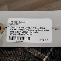 200g? Winter Dog Coat , 2 legs *vgc/gc, residue, rubs, dirt, hairy velcro, threads

