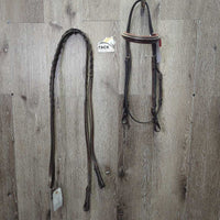 Rsd/Padded Bridle, Rsd Braided Reins *xc, NO Noseband, clean, mnr scrapes, dirt & creases
