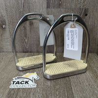Pr Fine Hvy Stirrup Irons, grips *vgc/gc, clean & dirty, scratches, rubs, film
